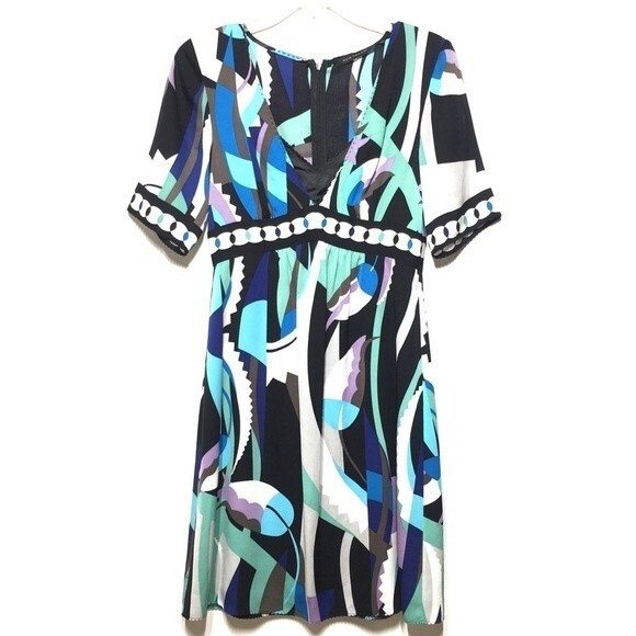 Elie Tahari Sally Dress Silk Geometric Print XS - Picture 1 of 11